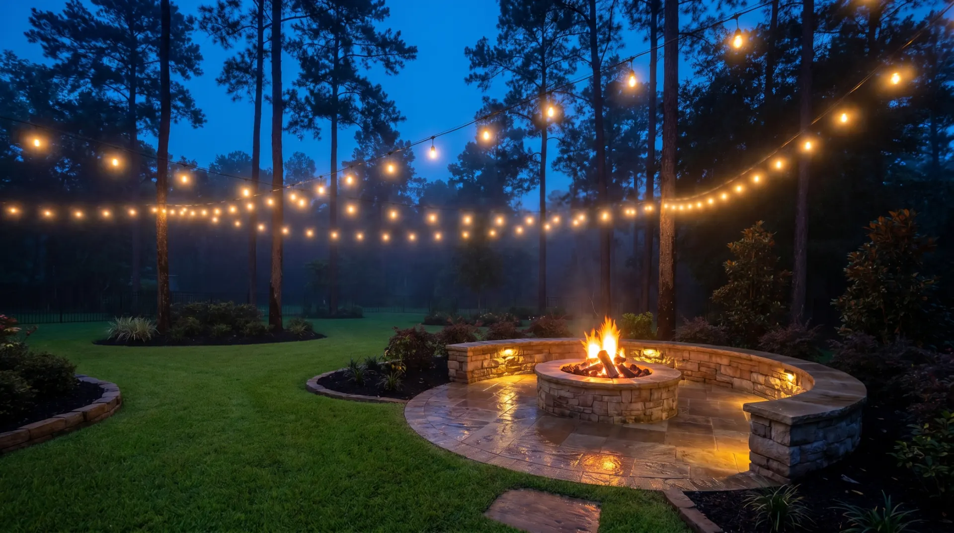 Paver patio and fire pit hardscaping by College Bros